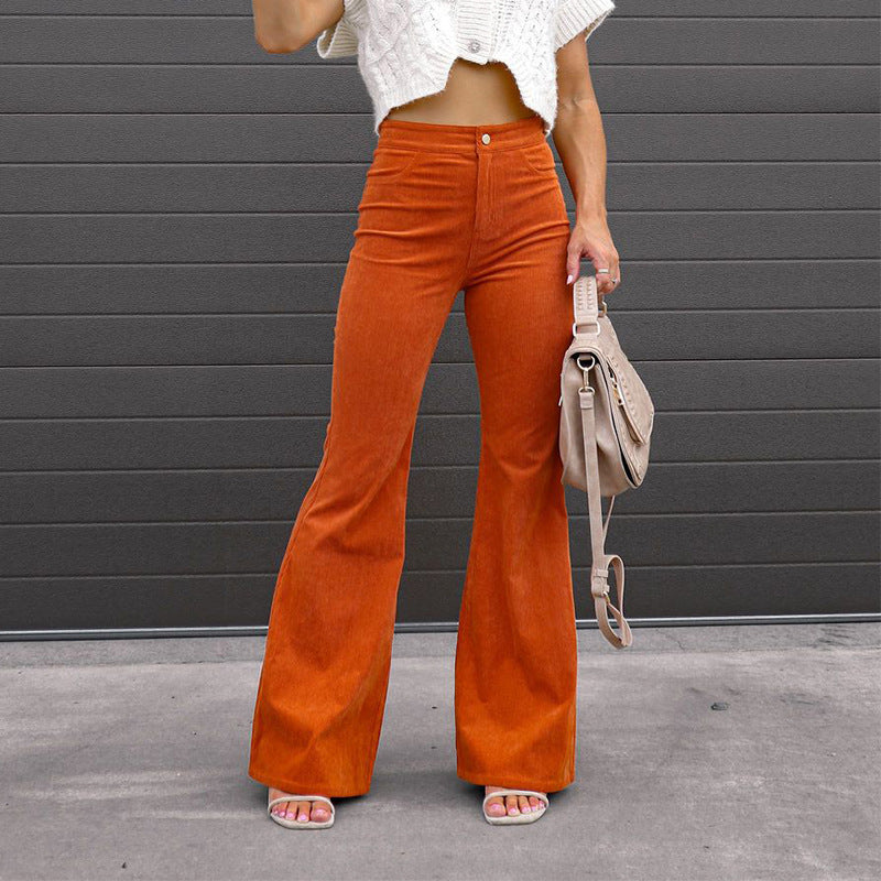 Retro Rust Corduroy Flares - Wide Leg Trousers