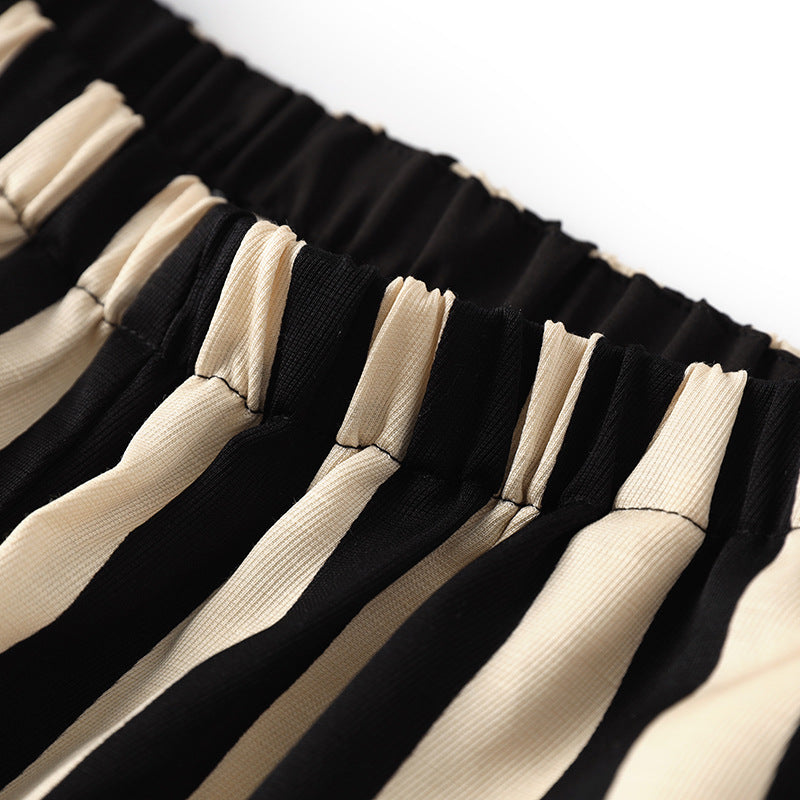 Classic Stripe Wide Leg Trousers - High Waist