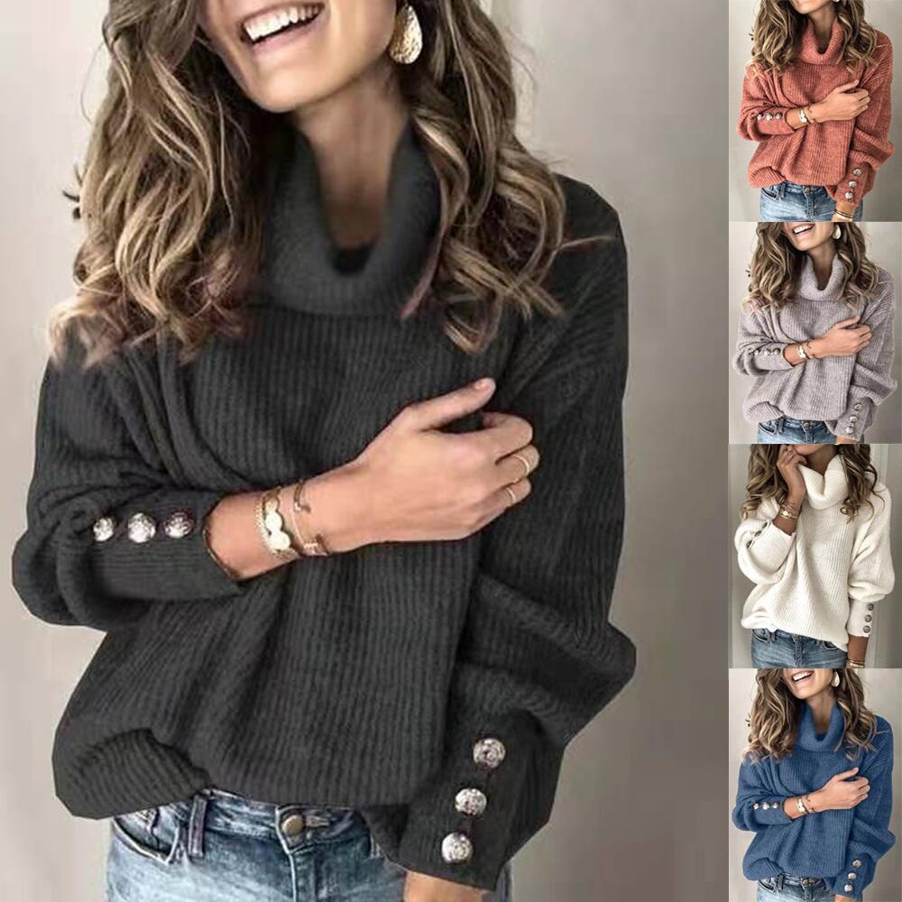 Cozy Turtleneck Knit - Button Detail Sweater