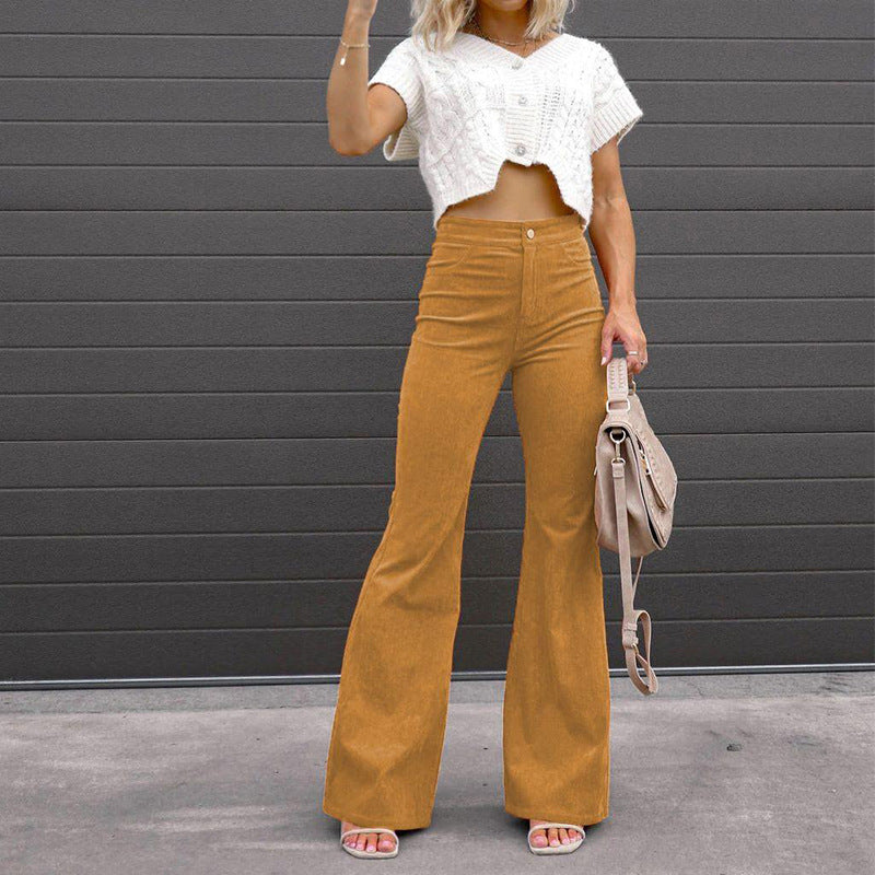 Retro Rust Corduroy Flares - Wide Leg Trousers