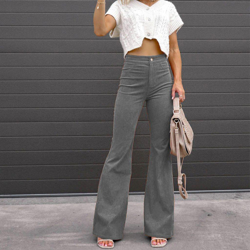 Retro Rust Corduroy Flares - Wide Leg Trousers