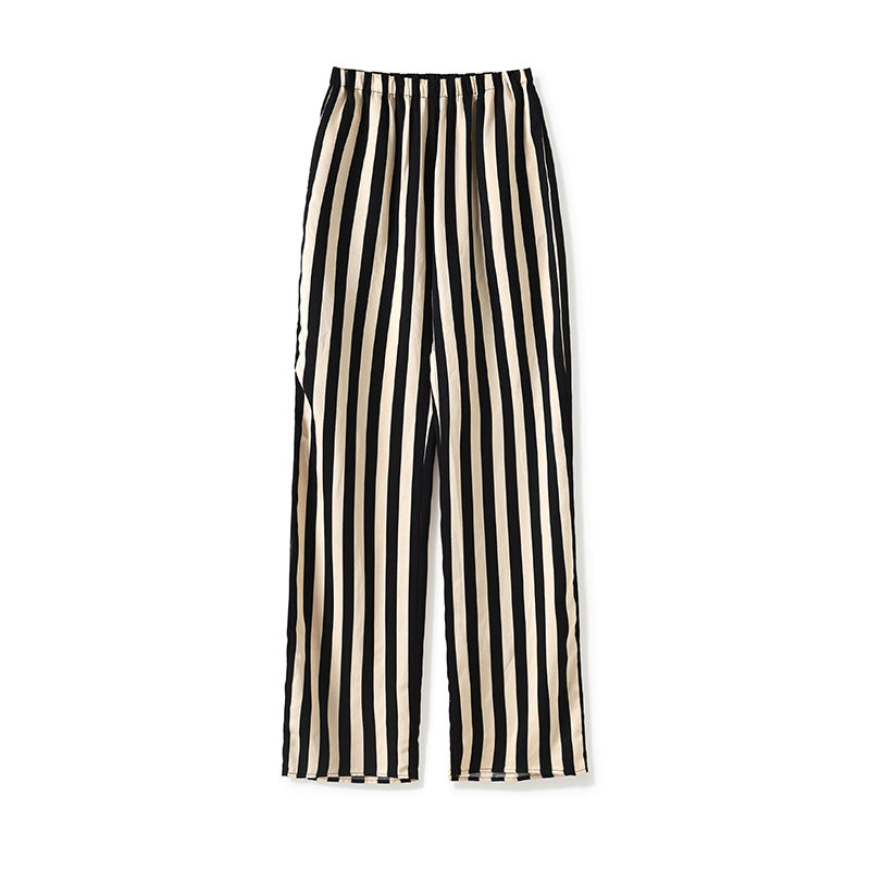 Classic Stripe Wide Leg Trousers - High Waist