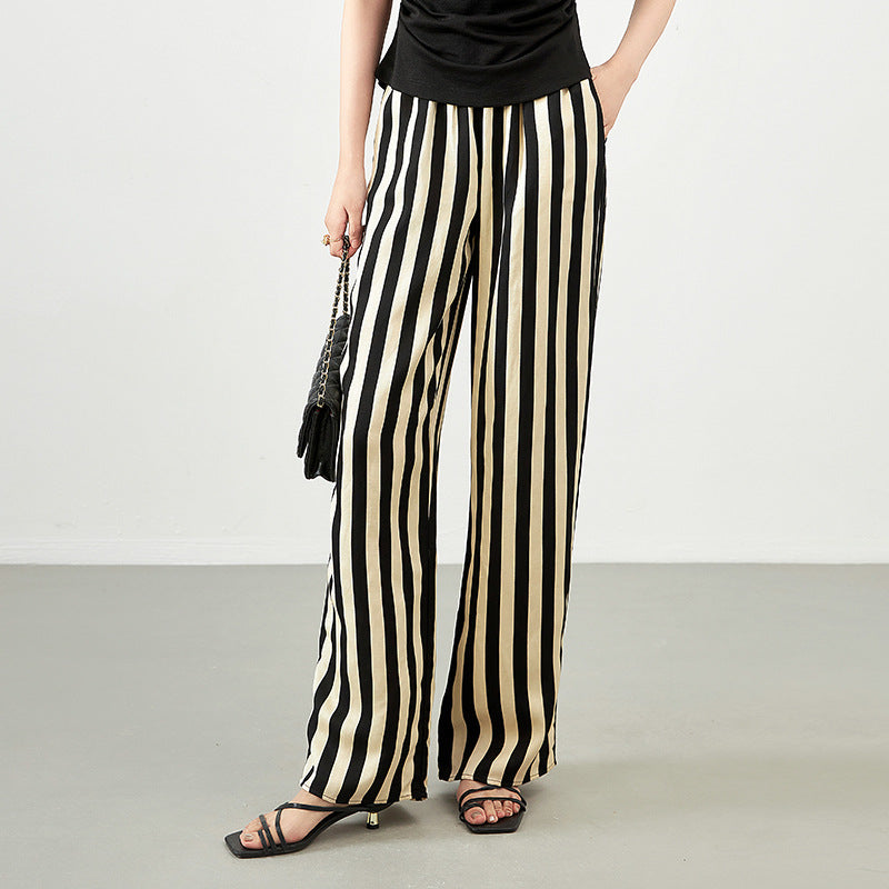 Classic Stripe Wide Leg Trousers - High Waist