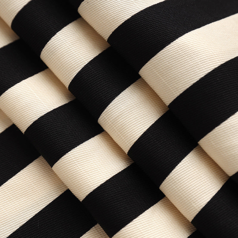 Classic Stripe Wide Leg Trousers - High Waist